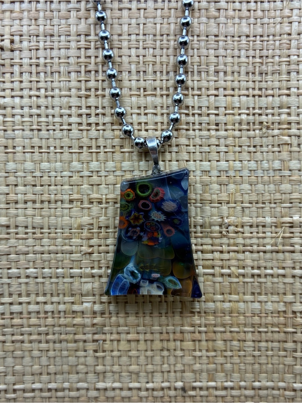 Unique Artisan Made Murano Millefiori Glass Pendant Necklace